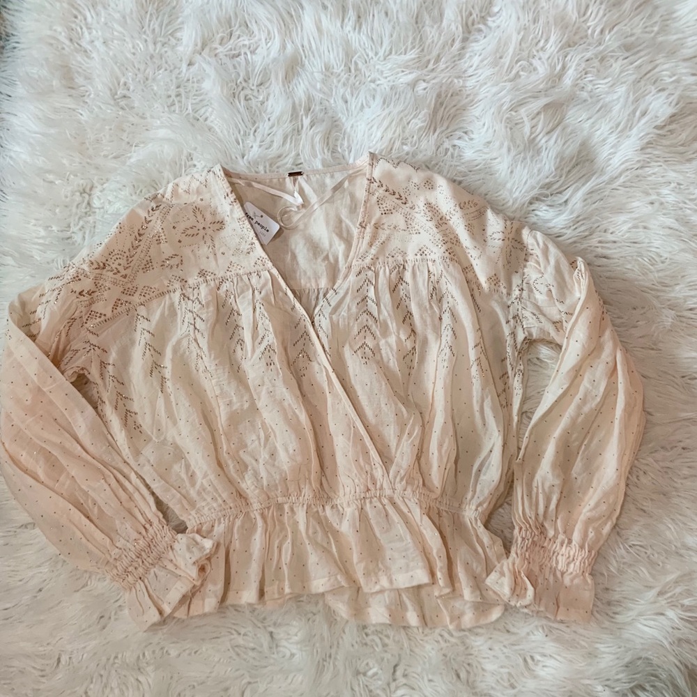 Free People Snowy Sand Long Sleeve Top